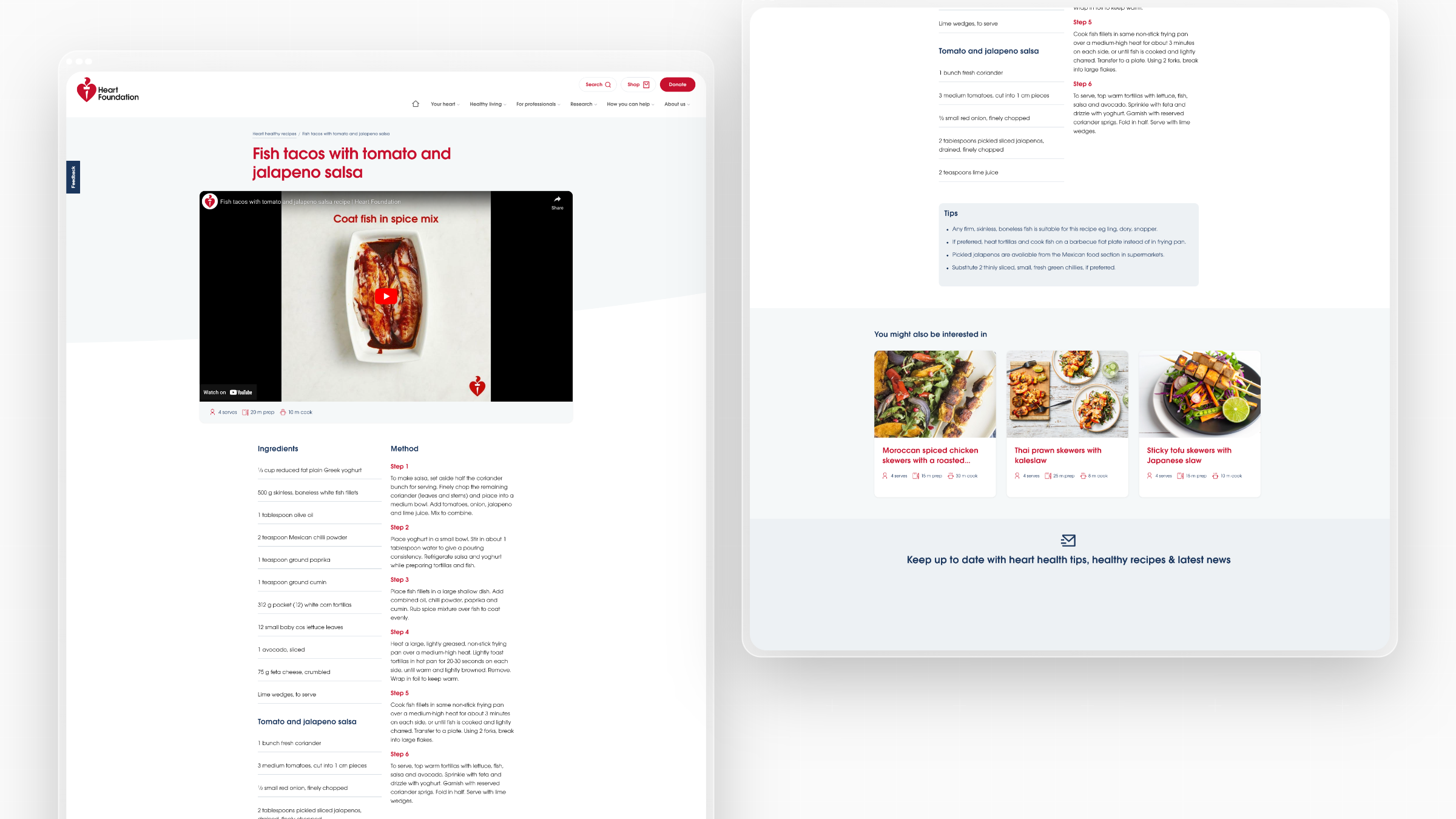 Heart Foundation - Recipes Page Desktop